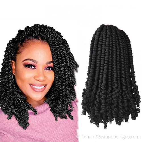 8inches Short Black Brown Bomb Spring Twist Crochet Braiding Hair Pre-twisted Passion Twist Braids Synthetic Hair Extensions